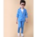 BO0608 ชุดสูทเด็กผู้ชายออกงาน เสื้อคลุมสูทแขนยาว สีฟ้าเข้ม (1ชิ้น) S.130