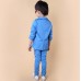 BO0608 ชุดสูทเด็กผู้ชายออกงาน เสื้อคลุมสูทแขนยาว สีฟ้าเข้ม (1ชิ้น) S.130