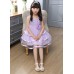 GI1164 ชุดราตรีเด็กผู้หญิงใส่ออกงาน แขนกุด ช่วงบนแต่งไข่มุกและเพชร ติดดอกไม้ที่เอว สีม่วง S.120