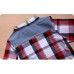 bo0135 ชุดเด็กผู้ชาย เสื้อเชิ๊ตแขนยาวลายสก๊อต + กางเกงขายาว (2ชิ้น) 