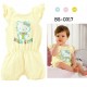 bs0317 ชุดบอดี้สูทเด็กลายคิตตี้ จั๊มเอว แขนระบาย สีเหลือง S.80/90