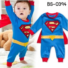 bs0394 ชุดบอดี้สูทแฟนซีเด็ก ซุปเปอร์แมน (Superman) แขนยาวจั๊ม ขายาวจั๊ม (ถอดผ้าคลุมออกได้)