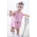 BS0444 ชุดบอดี้สูทเด็กแฟนซีแขนกุด ขาเว้า ลายหมูสีชมพู S.70