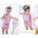BS0444 ชุดบอดี้สูทเด็กแฟนซีแขนกุด ขาเว้า ลายหมูสีชมพู S.70