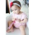 BS0629 ชุดบอดี้สูทเด็กผู้หญิง แนวเจ้าหญิงแขนกุด แต่งเพชร Princess ผ้านิ่ม สีชมพู