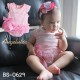 BS0629 ชุดบอดี้สูทเด็กผู้หญิง แนวเจ้าหญิงแขนกุด แต่งเพชร Princess ผ้านิ่ม สีชมพู