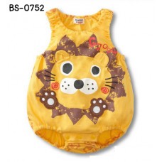 BS0752 ชุดบอดี้สูทแฟนซี แขนกุด ขาเว้า ลายสิงโตสีส้ม S.95