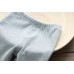LE0376 กางเกงเลคกิ้งเด็กผู้หญิง ขายาว ปักลายสัปปะรดที่ปลายขา ขอบขาย้วย สีเทา S.140
