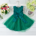 GI1094 ชุดราตรีเด็กผู้หญิง ใส่ออกงาน แขนกุด แต่งลูกไม้รอบเอว คาดโบว์สีเขียว