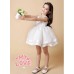 GI1354 ชุดราตรีเด็กผู้หญิง แขนกุด แต่งคริสตัลรอบคอ กระโปรงพองๆ สีขาวออฟไวท์ (Off-white) (2ชิ้น) 