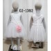 GI1382 ชุดเดรสเด็กผู้หญิง แขนกุดผ้าลูกไม้ ช่วงเอวไล่ไข่มุกทรงวี พร้อมดอกไม้สะพายข้าง (2ชิ้น) 