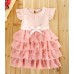 GI0066 ชุดเดรสเด็กผู้หญิง แขนระบาย กระโปรงเป็นชั้นๆ สีโอรส S.120