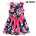 GI0453 เดรสเด็กผู้หญิง แขนกุด ผ้าฝ้าย ลายดอก สีกรมท่า 