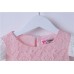 GI0463 เดรสเด็กผู้หญิง ออกงาน แขนสั้น และแต่งดอกไม้สีขาว ผ้าลูกไม้ทั้งตัวสีชมพู S.120