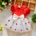 GI0790R ชุดเดรสสั้นเด็กผู้หญิง ชุดราตรีเด็กแขนสั้น สีแดง แต่งโบว์ กระโปรงสีขาวลายจุด Small