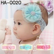 ha0020 ผ้าคาดผมสาวน้อย ติดดอกไม้แต่งเกสรด้วยไข่มุก มี 3 สี 