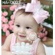 ha0023 ผ้าคาดผมสาวน้อย โบว์ใหญ่ประดับไข่มุก สีเหลือง