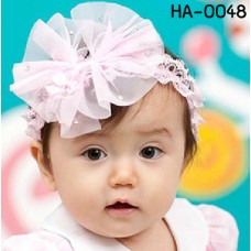 ha0048 ผ้าคาดผมสาวน้อย ผ้าลูกไม้ ติดโบว์ดอกไม้แต่งเพชร มี 2 สี