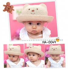 HA0049 หมวกเด็ก หน้าหมียกขอบ สีฟ้า