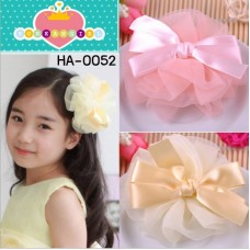 ha0052 กิ๊บติดผมดอกไม้ เกสรเป็นโบว์ มี 6 สี สีแดง