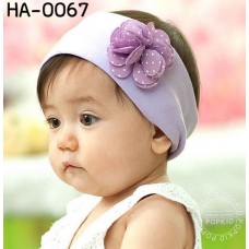 HA0067 ผ้าคาดผมเด็กผู้หญิง สีเรียบๆ ติดดอกไม้ดอกเล็ก (เลือกสี)