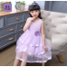 GI1164 ชุดราตรีเด็กผู้หญิงใส่ออกงาน แขนกุด ช่วงบนแต่งไข่มุกและเพชร ติดดอกไม้ที่เอว สีม่วง S.120