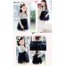 GI0418 เดรสเด็กผู้หญิง แขนยาวสีเทา ลายจุดดำ กระโปรงฟูฟ่องสีกรมท่า 