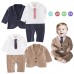 BS1039 ชุดบอดี้สูทเด็กผู้ชายแขนยาวออกงาน เนคไทสีแดง พร้อมเสื้อสูทสีกรมท่า (2ชิ้น) S.90