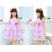 GI1164 ชุดราตรีเด็กผู้หญิงใส่ออกงาน แขนกุด ช่วงบนแต่งไข่มุกและเพชร ติดดอกไม้ที่เอว สีม่วง S.120