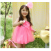 GI0694 เดรสเด็กผู้หญิง สายเดี่ยว สม๊อคอก แต่งโบว์ กระโปรงฟูฟ่อง สีชมพู S.100/110