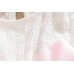 GI1305 มินิเดรสเด็กผู้หญิงแขนกุดช่วงบนสีขาว ติดโบว์ กระโปรงสีชมพู