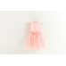 GI1439 ชุดเดรสเด็กผู้หญิง แขนกุดซีทรู แต่งดอกไม้ดอกใหญ่ สีพีช (2ชิ้น) S.130/140