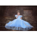 GI0867 ชุดเจ้าหญิงซินเดอเรลล่า Cinderella เชือกถักหลัง กระโปรงหางยาว สีฟ้า
