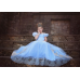 GI0867 ชุดเจ้าหญิงซินเดอเรลล่า Cinderella เชือกถักหลัง กระโปรงหางยาว สีฟ้า S.110/140