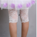 LE0365 กางเกง legging เด็กผู้หญิง สีขาวปลายขาผ้าลูกไม้ ติดโบว์สีน้ำเงิน S.120/140
