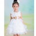 GI0940 ชุดราตรีเด็กผู้หญิงออกงาน แขนกุด แต่งดอกไม้ช่วงบน กระโปรงระบายเป็นชั้นๆ สีขาว 