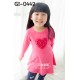 GI0442 เดรสเด็กผู้หญิง คอกลม แขนยาว หัวใจกลางอก สีชมพู S.100/110